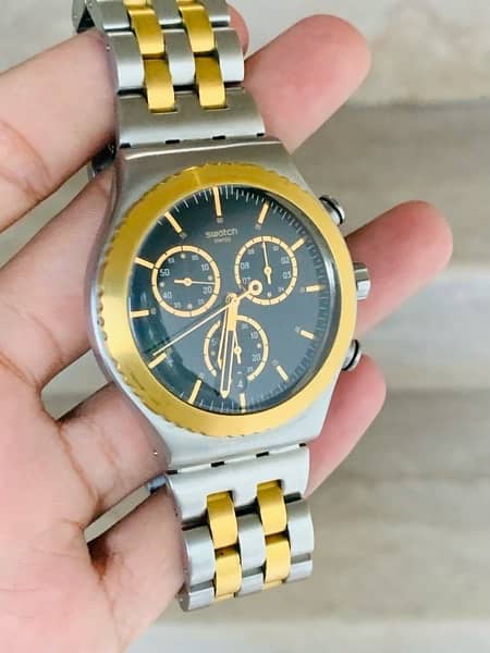 Swatch Swiss Made $$ Chronograph Watch Two Tone 44mm Dial Szie 9/10 1