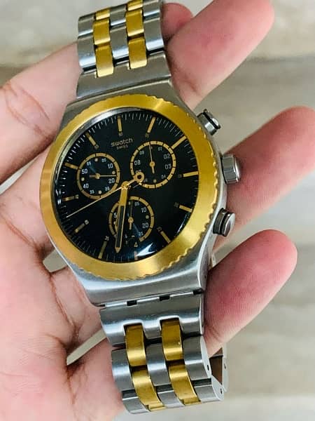 Swatch Swiss Made $$ Chronograph Watch Two Tone 44mm Dial Szie 9/10 2