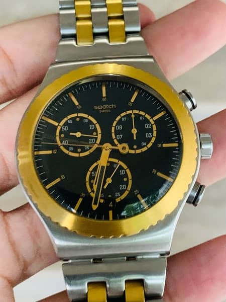 Swatch Swiss Made $$ Chronograph Watch Two Tone 44mm Dial Szie 9/10 4