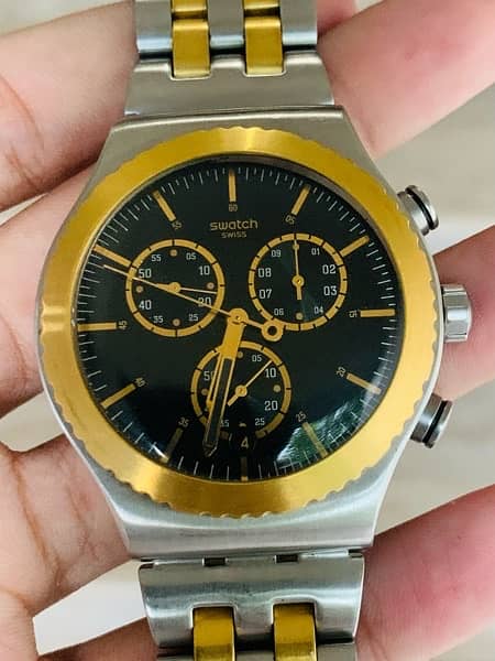 Swatch Swiss Made $$ Chronograph Watch Two Tone 44mm Dial Szie 9/10 5