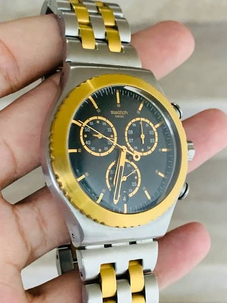 Swatch Swiss Made $$ Chronograph Watch Two Tone 44mm Dial Szie 9/10 6