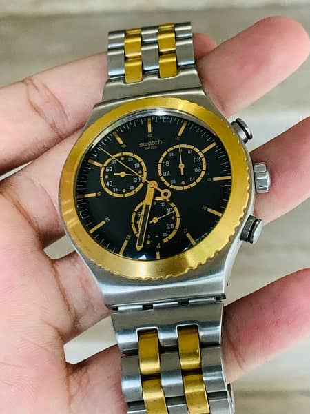 Swatch Swiss Made $$ Chronograph Watch Two Tone 44mm Dial Szie 9/10 7