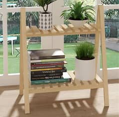 The Double-Layer Ladder Plant Stand Is Made Of High-Quality Pine Wood