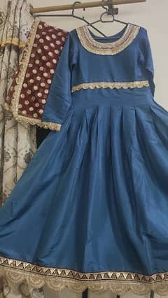 dhanak maxi with organza dupatta