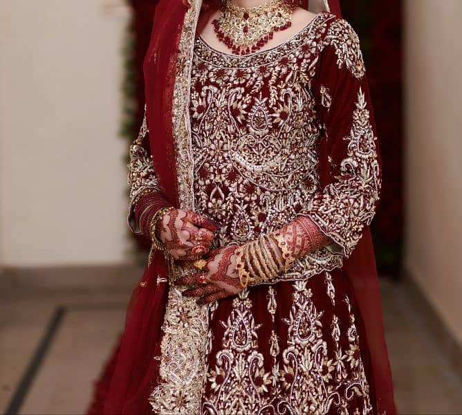 maroon red bridal lehnga 1