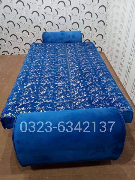 Sofa Combed New Blue Print Velvet Fabric | Sofa Cum Bed Sofa Set 1