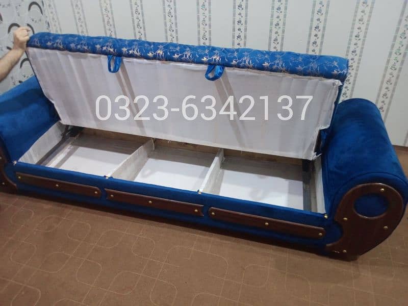 Sofa Combed New Blue Print Velvet Fabric | Sofa Cum Bed Sofa Set 6