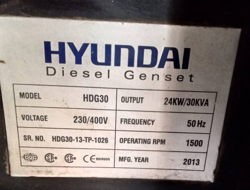 30KVA Diesel Genset Hyundai Generator 6