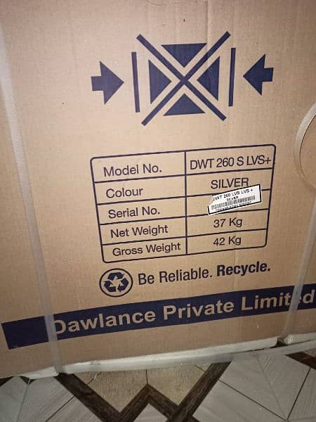 Brand new Dawlance automatic washing machine 10 kg capacity. 1