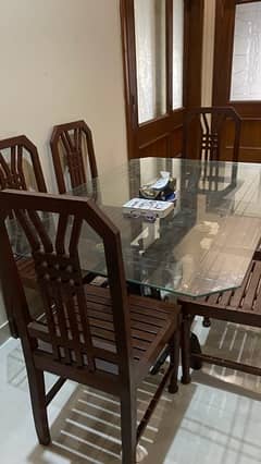 Kikar wood made antique table with 6 chair