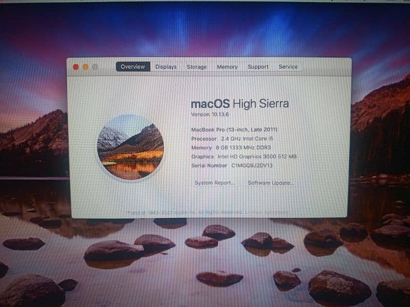 MacBook pro (13-inch, late 2011)macOs High Sierra version 10.13. 6 6