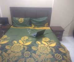 Queen Size Bed with quality mattress and side tables