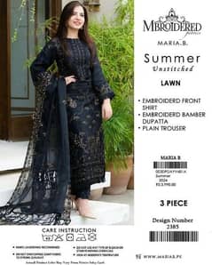 2 Pcs Women's Unstitched Lawn Embroidered Suit