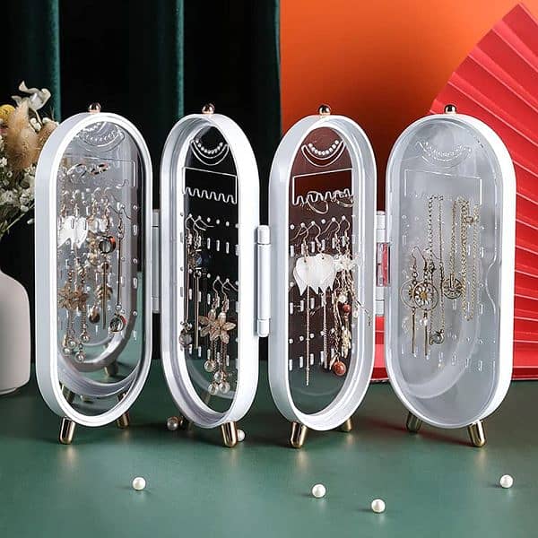 Jewellery Box Organizer With Mirror | Screen Folding Jewellery Box 2