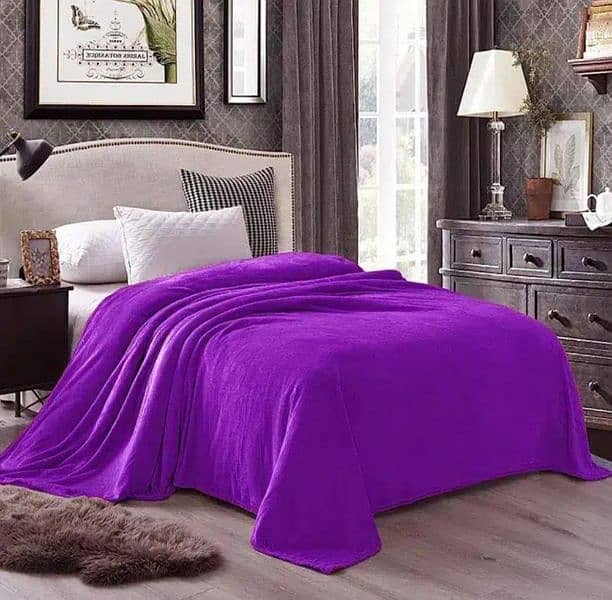 Fleece plain double bed blanket 1