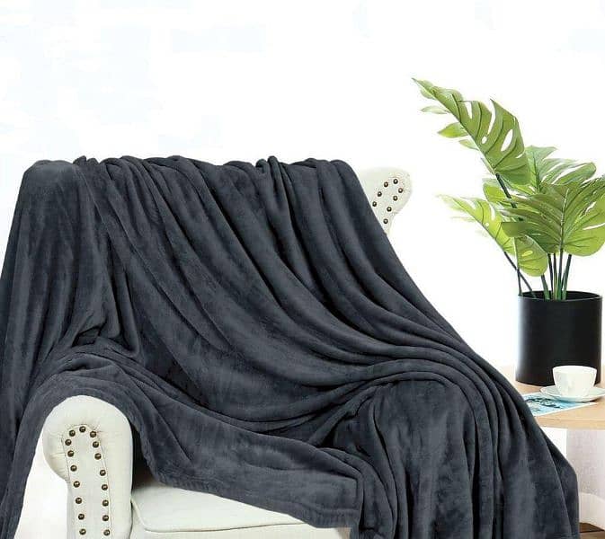 Fleece plain double bed blanket 3