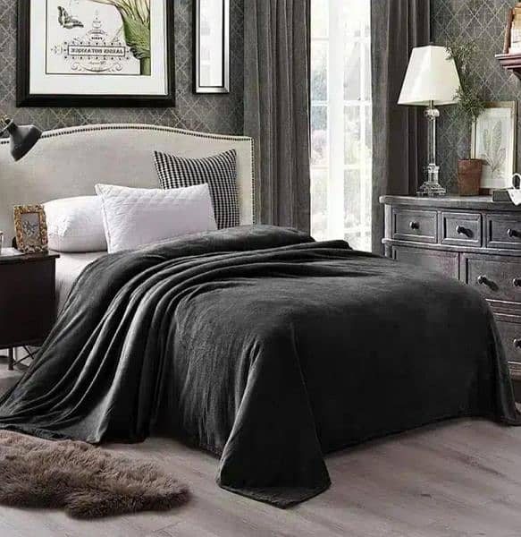 Fleece plain double bed blanket 4