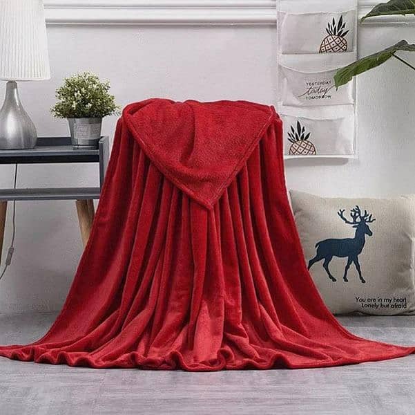 Fleece plain double bed blanket 6