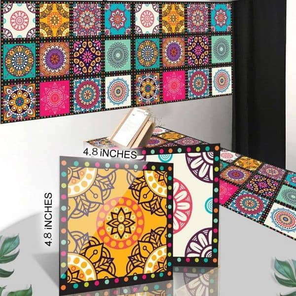 beautiful colourful mandala self adhesive tile stickers 0