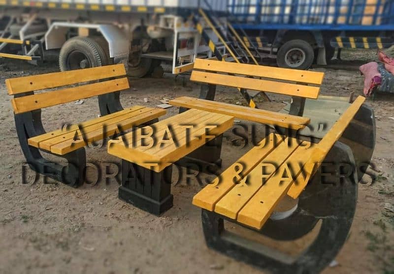 - CONCRETE CHIPS BENCHES , TABLES , CHAIRS , FOUNTAIN , TUFF PAVER ETC 2