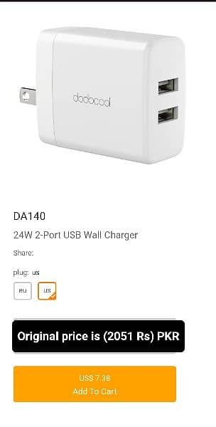 24W 2-Port USB Wall Charger. Original 1