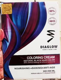 international brand ing Diaglow hair color  Italian formula 0