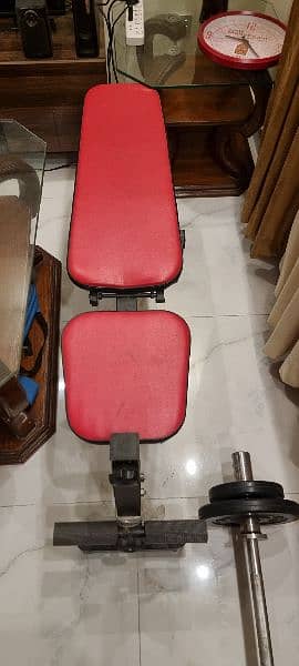 gym items , dumbells rod bench 4