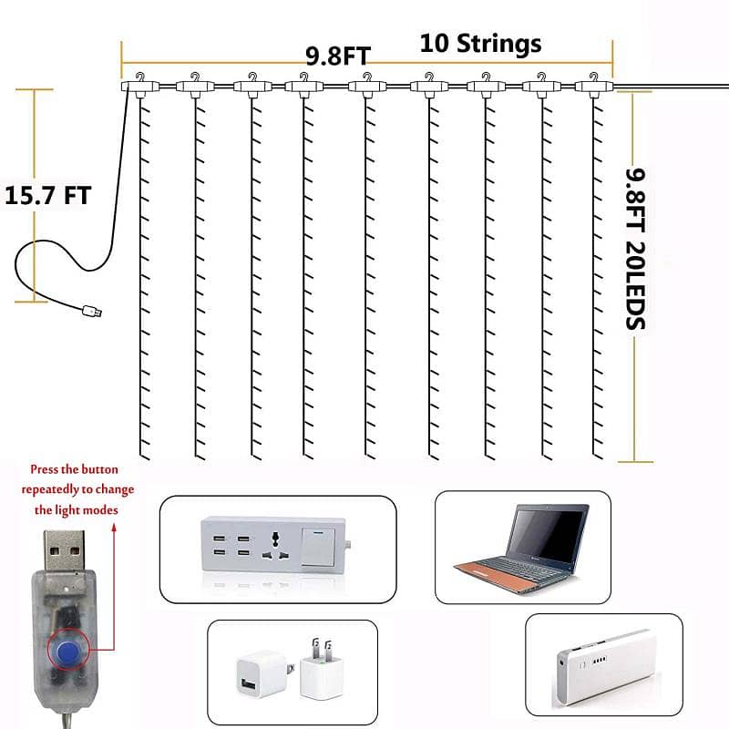 Led fairy lights 8 modes remote controlled 3