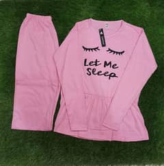 2 Pcs Woman Stitched Jersey Printed Sleep Set 0