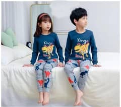 kids stitched cotton printed night suit