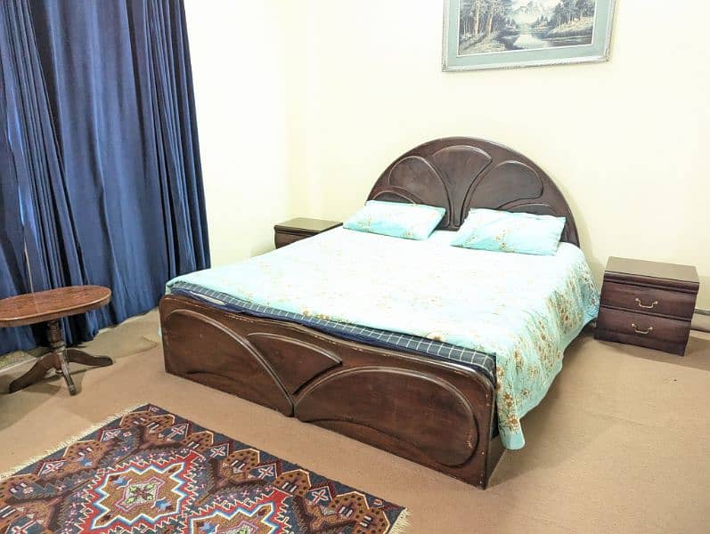 COMPLETE bedroom set, wooden bed,mattress, side tables, dressing table 2