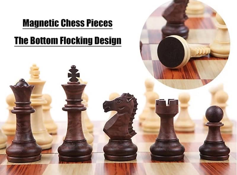 Chess Board Game Wooden, 24.5*21.3*2cm Magnetic Crafted Folding Chess 5