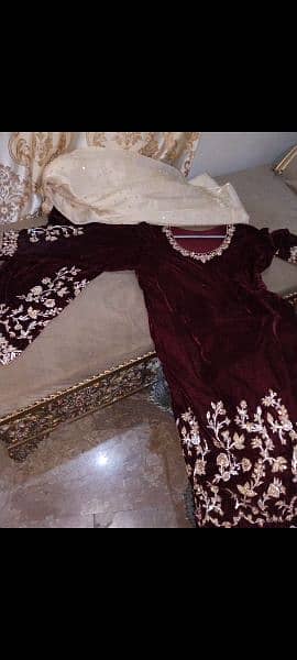 beautiful velvet stitched 3 piece dress 0