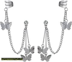 pair of Alloy Silver plated butterfly earings 0