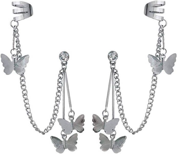 pair of Alloy Silver plated butterfly earings 1