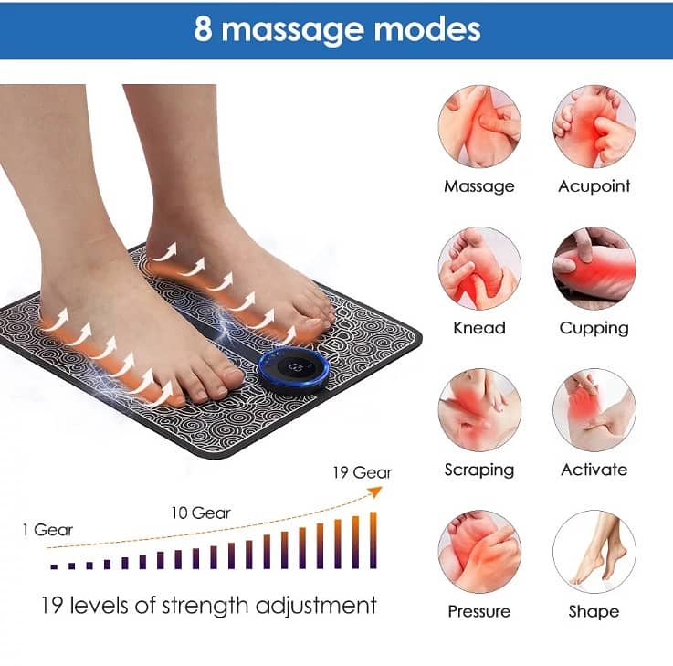 EMS FOOT massager mat Muscle Stimulator| Simulated Massage Therapy 1