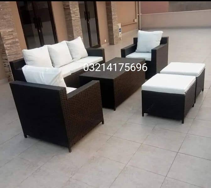 OUTDOOR GARDEN RATTAN UPVC FURNITURE SOFA SET CHAIRS TABLES  UMBRELLA 3