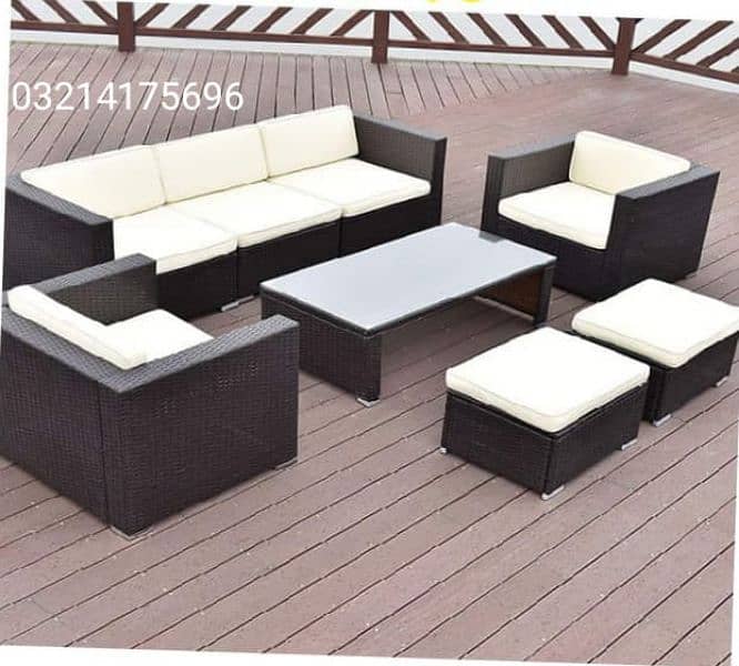 OUTDOOR GARDEN RATTAN UPVC FURNITURE SOFA SET CHAIRS TABLES  UMBRELLA 5