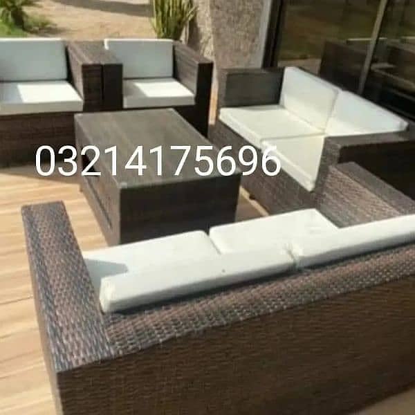 OUTDOOR GARDEN RATTAN UPVC FURNITURE SOFA SET CHAIRS TABLES  UMBRELLA 7