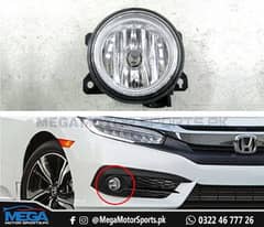 Fog Light Covers Glass Original For Honda Civic X 2016-2021