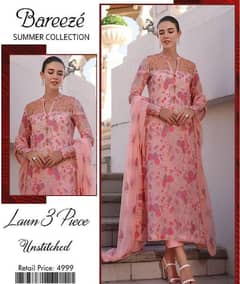 3 piece women unstitched lawn suit