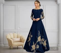 1 pcs women Stitched shamoze silk zari tilla  Embroidered maxi