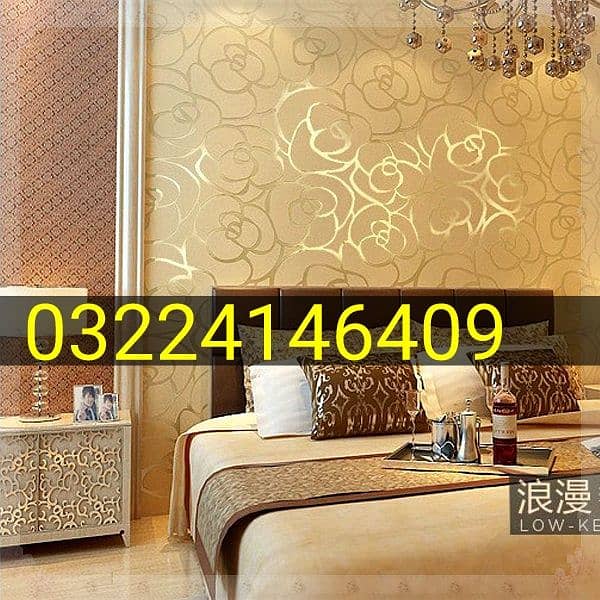 Room Wallpaper, Fluted panels, Mural Wall picture, Window Blinds. 0