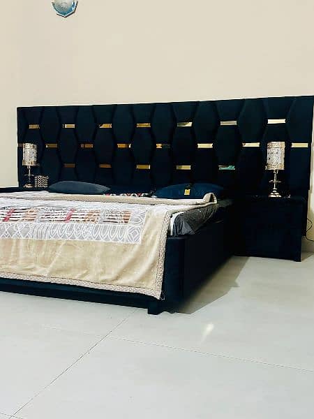 Bed sets wooden bed black velvet bed 3