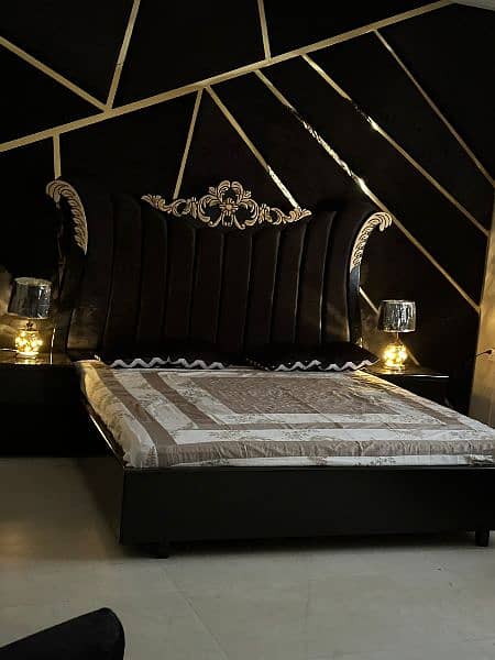 Bed sets wooden bed black velvet bed 5