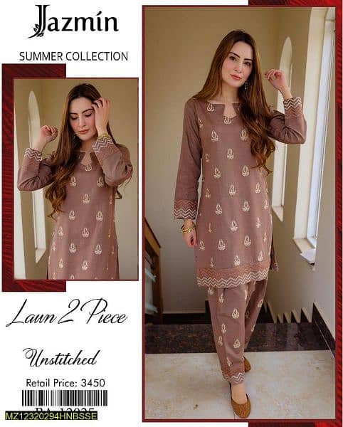 Fabric: Lawn
•  Pattern: Embroidered
•  Shirt Front Patte 3