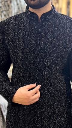 jet black sherwani