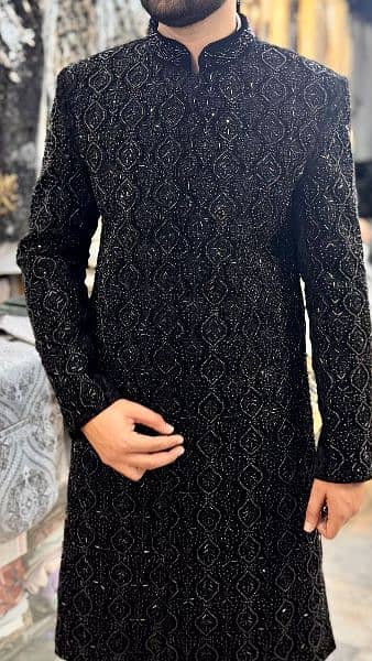 jet black sherwani 1