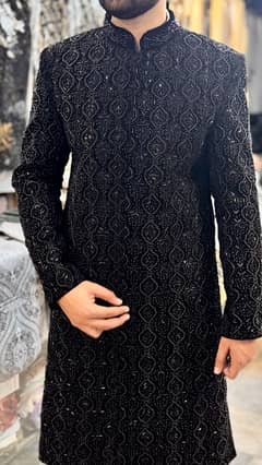 jet black sherwani