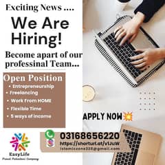 We are Hiring for work from HOME